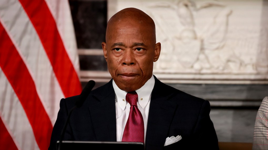 Mayor Eric Adams is pictured during a press conference at City Hall on Tuesday, November 28, 2023. (Luiz C. Ribeiro for NY Daily News)