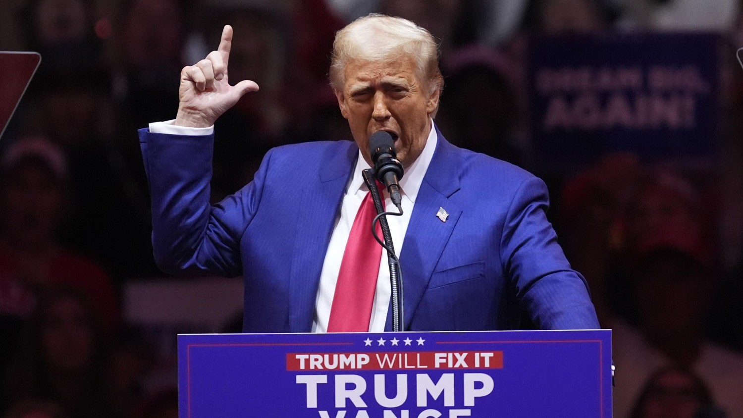 Le candidat à l'élection présidentielle Donald Trump a participé à un rassemblement de campagne au Madison Square Garden, à New York, le 27 octobre 2024.  Photo : Associated Press / Evan Vucci