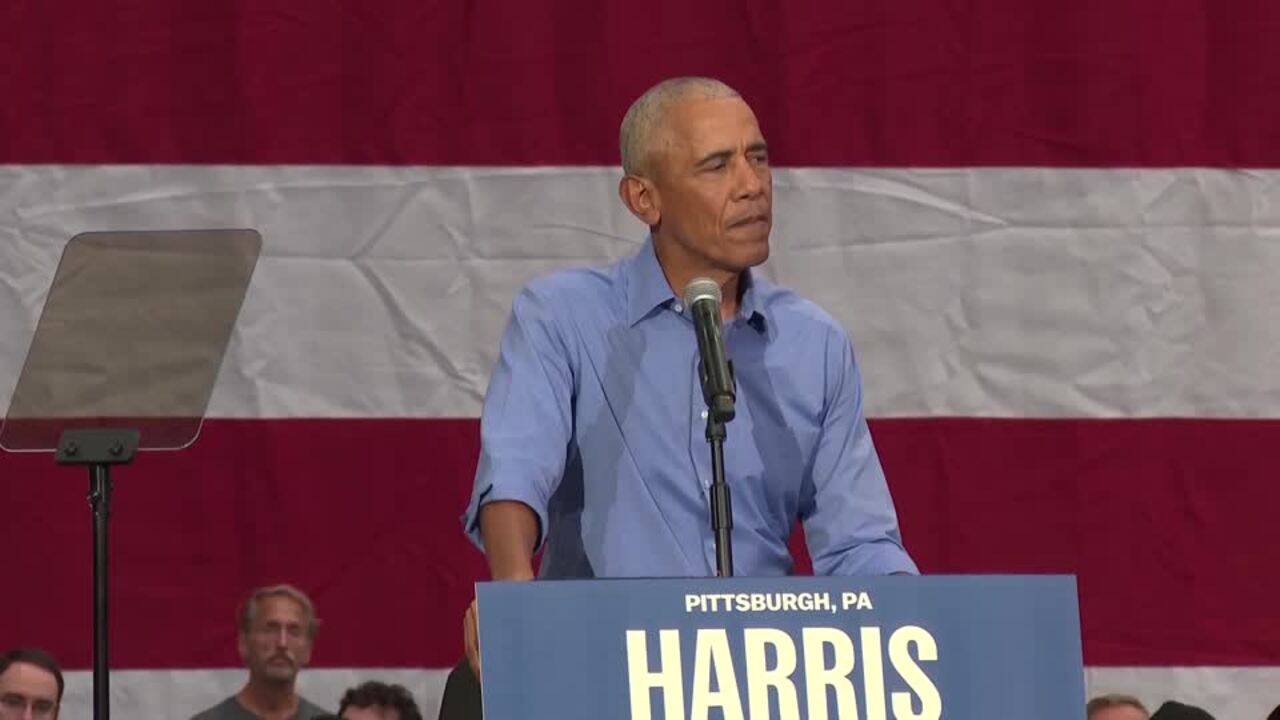 Former President Barack Obama made a passionate case against Donald Trump and in favor of Vice President Kamala Harris on Thursday during a rally at a Pittsburgh college campus aimed in part at spurring young people to show up for the Nov. 5 election.