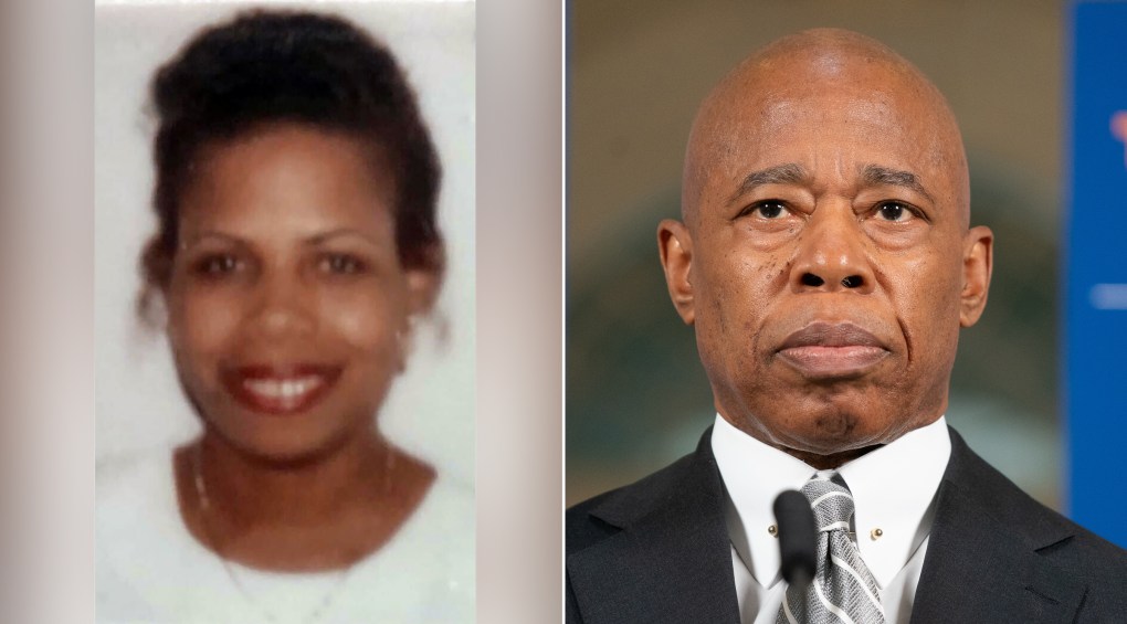 Lorna Beach Mathura, left, and Mayor Eric Adams. (Obtained by Daily News; Barry Williams for New York Daily News)