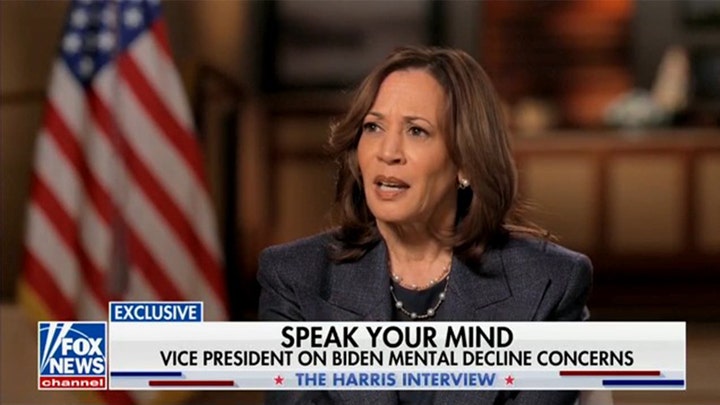 Vice President Kamala Harris avoided questions about President Biden's mental decline during her Fox News interview. (Fox News Channel)