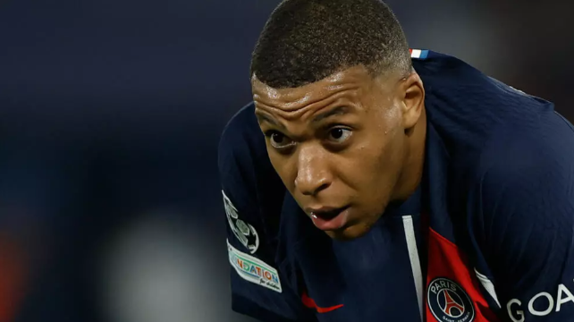 Kylian Mbappe reacts during a UEFA Champions League football match at the Parc des Princes stadium in Paris on May 7, 2024. © Odd Andersen, AFP