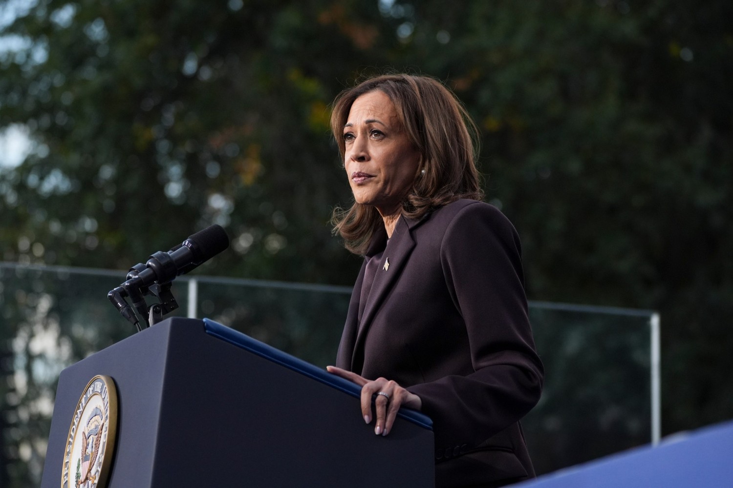 Democratic presidential candidate Vice President Kamala Harris delivers her concession speech on November 6, 2024.The Washington Post/Getty Images