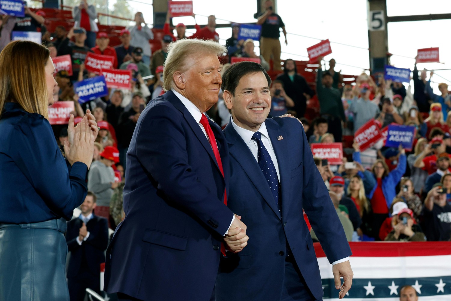 Best buds Donald Trump and Marco Rubio at a Trump rally on November 4. Chip Somodevilla/Getty Images