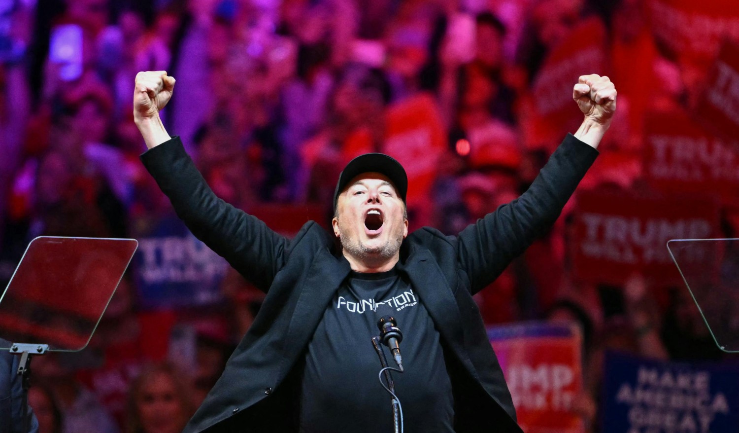 Elon Musk at Donald Trump’s Madison Square Garden rally on October 27. Michael M. Santiago/Getty Images