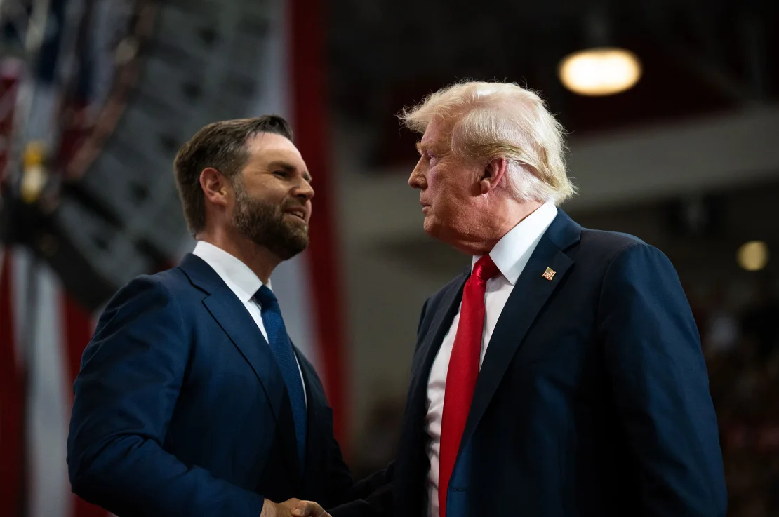 Sen. JD Vance (R-OH) introduces former President Donald Trump during a rally at Herb Brooks National Hockey Center on July 27, 2024 in St Cloud, Minnesota. Stephen Maturen/Getty Images