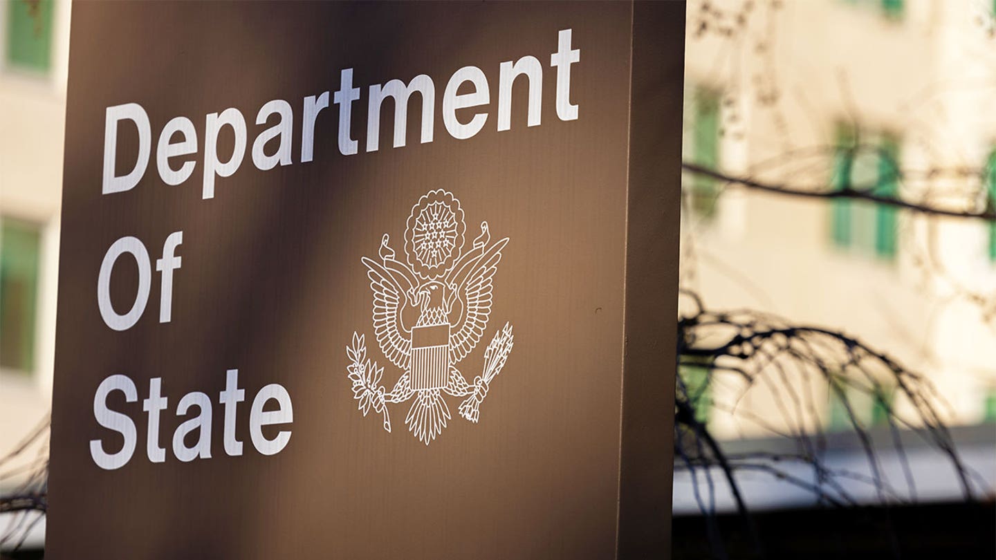 The exterior of the State Department complex in Washington, D.C., is seen on March 14, 2023. (Nathan Posner/Anadolu Agency via Getty Images)