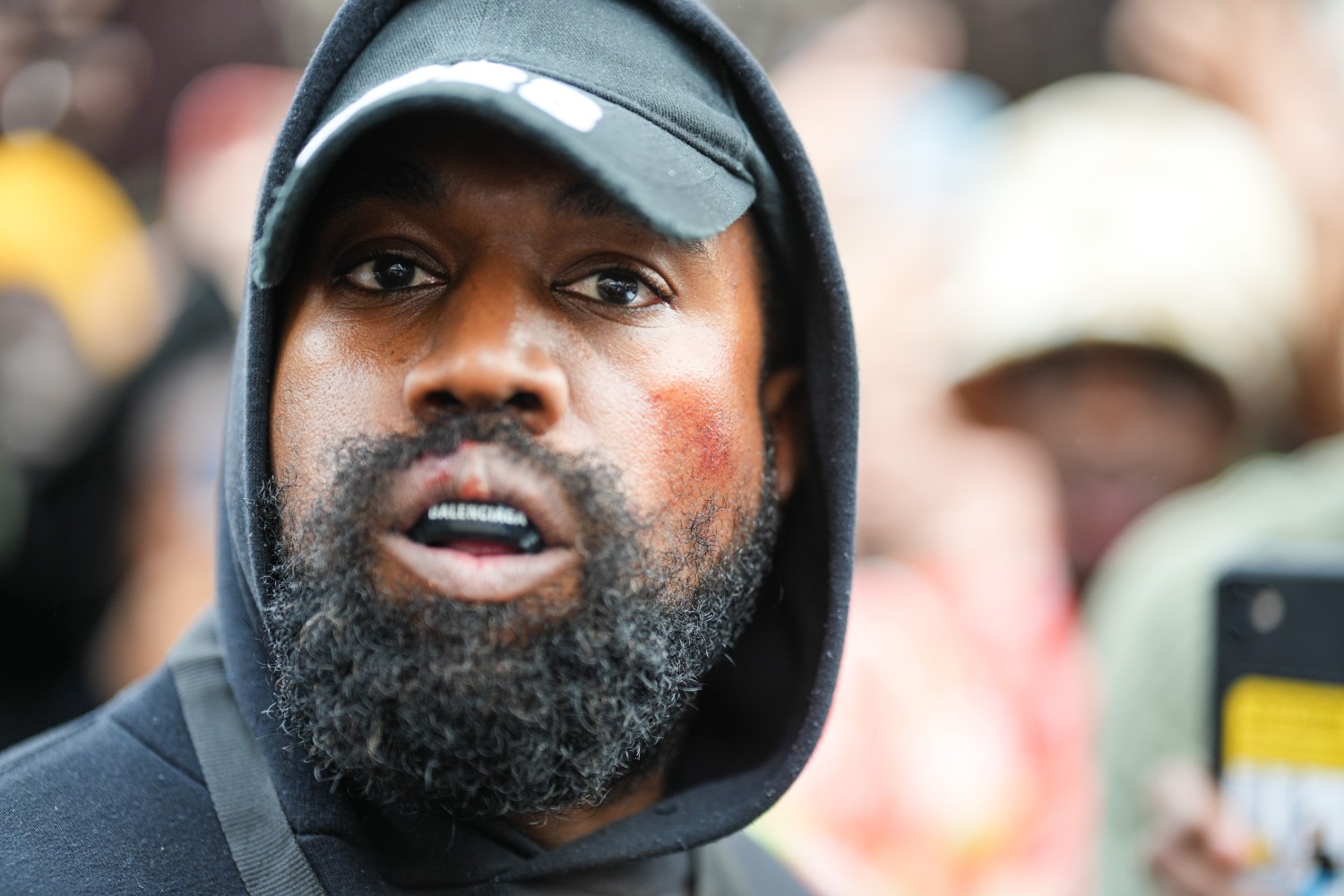 Kanye West at Paris Fashion Week, October 2022. Edward Berthelot/GC Images