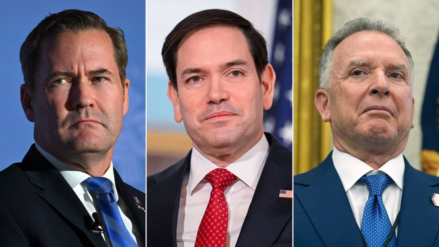 National security adviser Mike Waltz, left, Secretary of State Marco Rubio and Middle East envoy Steve Witkoff. AFP/Getty Images; Reuters; AP