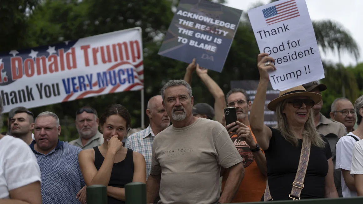 White South Africans gather in support of Trump and his claims that they are victims of racism