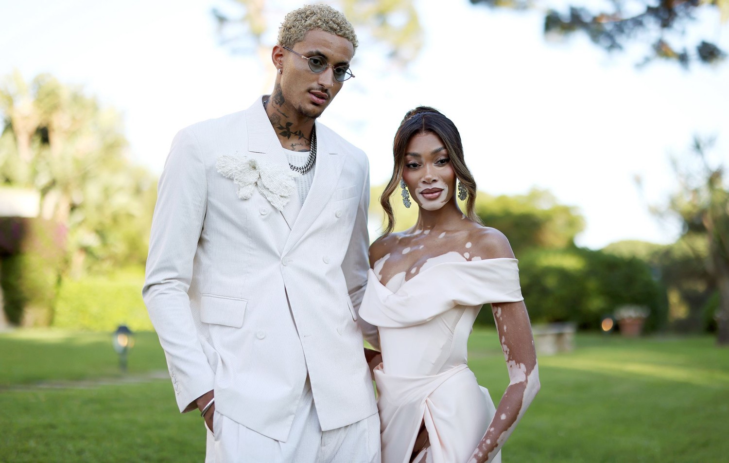 Kyle Kuzma (left) and Winnie Harlow (right) pictured in Cap d'Antibes, France, in May 2024.  Tim P. Whitby/Getty Images