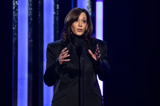 Kamala Harris accepts the chairman's award during the 56th NAACP Image Awards on 22 February 2025, in Pasadena, California. Photograph: Richard Shotwell/Invision/AP