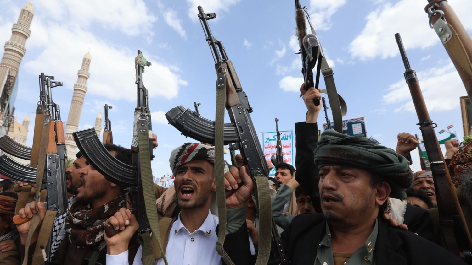Houthi supporters in Sana’a, Yemen © Yahya Arhab/EPA-EFE/Shutterstock