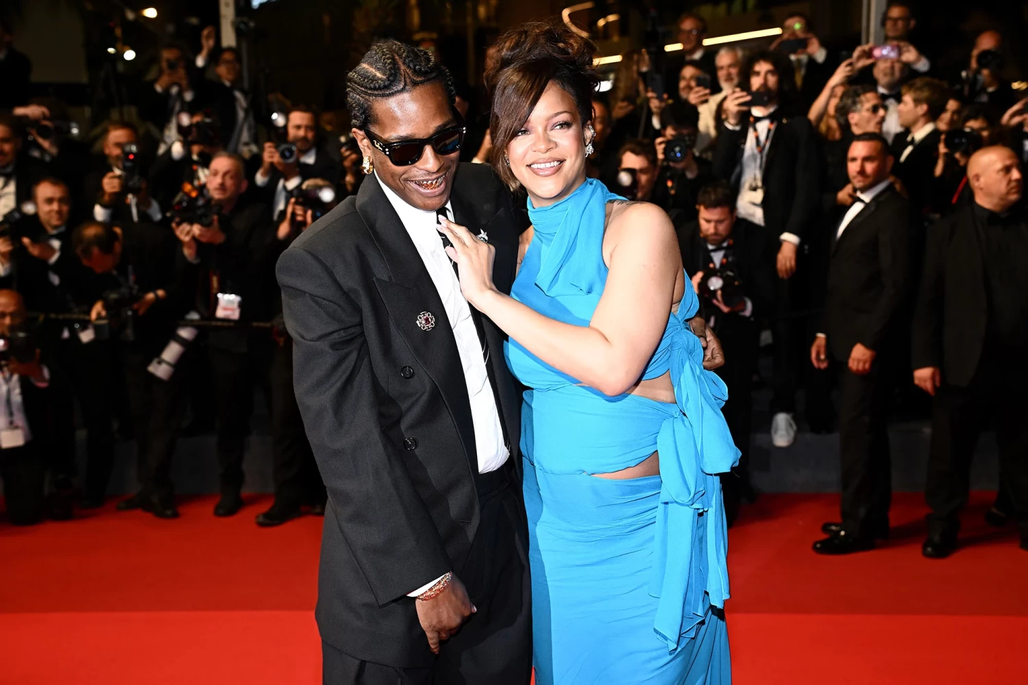 A$AP Rocky and Rihanna arrived onto the red carpet decked out in Saint Laurent and Alaïa. Stephane Cardinale/Corbis/Getty Images