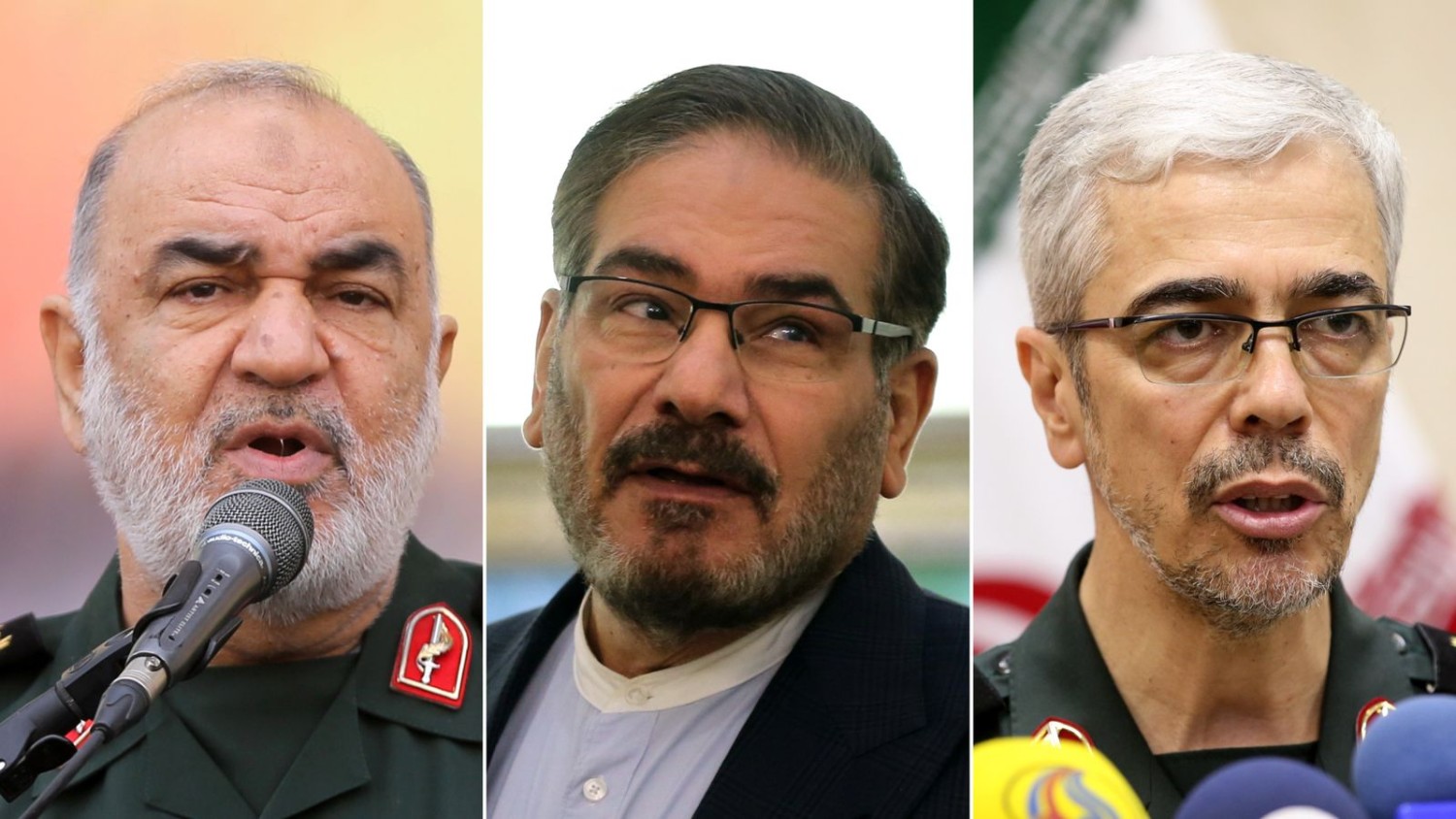 Hossein Salami, Ali Shamkhani and Mohammad Bagheri  Getty Images