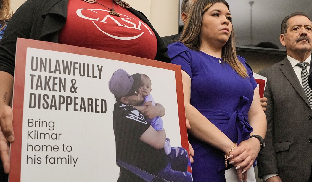Jennifer Vasquez Sura, wife of Kilmar Abrego Garcia, looks on during a press conference with other family members, supporters and members of the Congressional Hispanic Caucus, in Washington, D.C., April 9, 2025.(Ken Cedeno/Reuters)