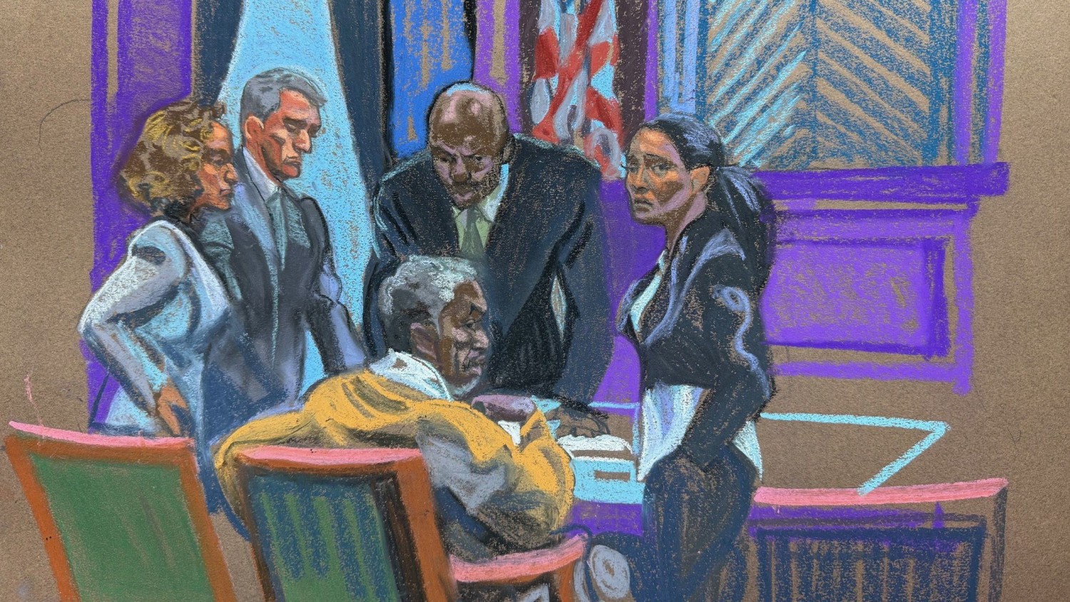 Sean "Diddy" Combs with his team of attorneys during his sex-trafficking trial in New York City on June 12.  Christine Cornell