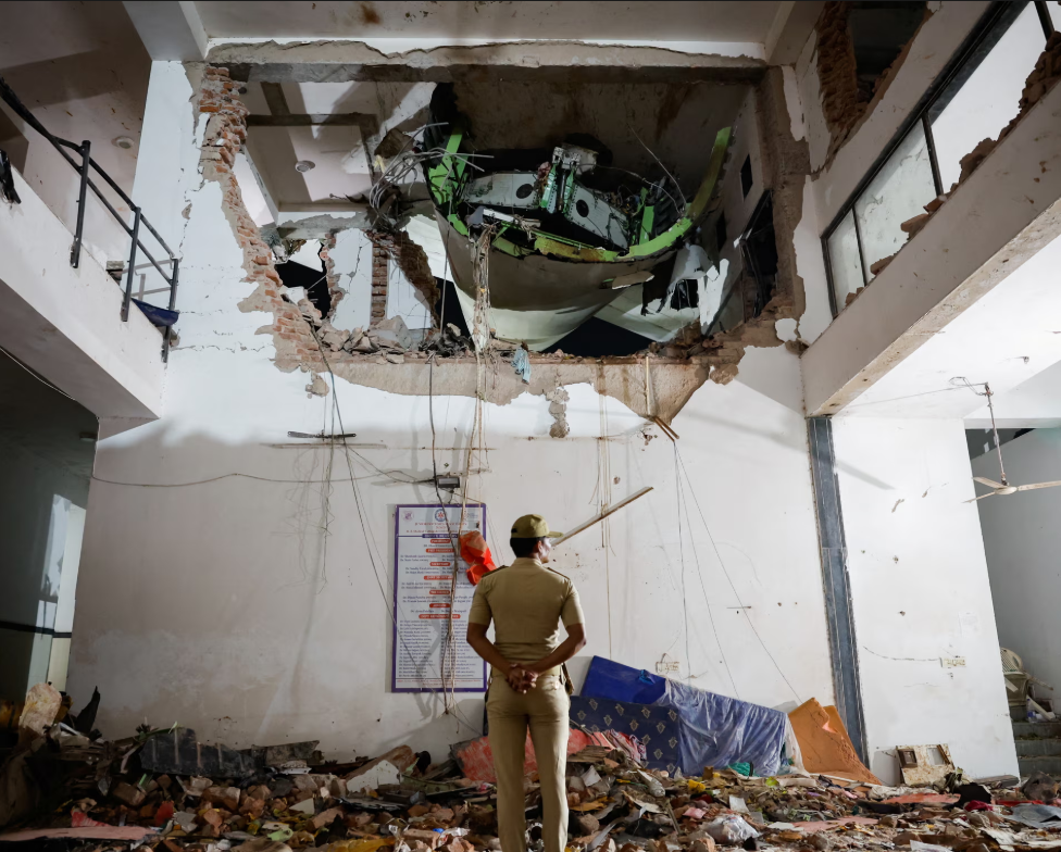 Flight AI171 crashed in a crowded area including a hospital complex. Photograph: Adnan Abidi/Reuters