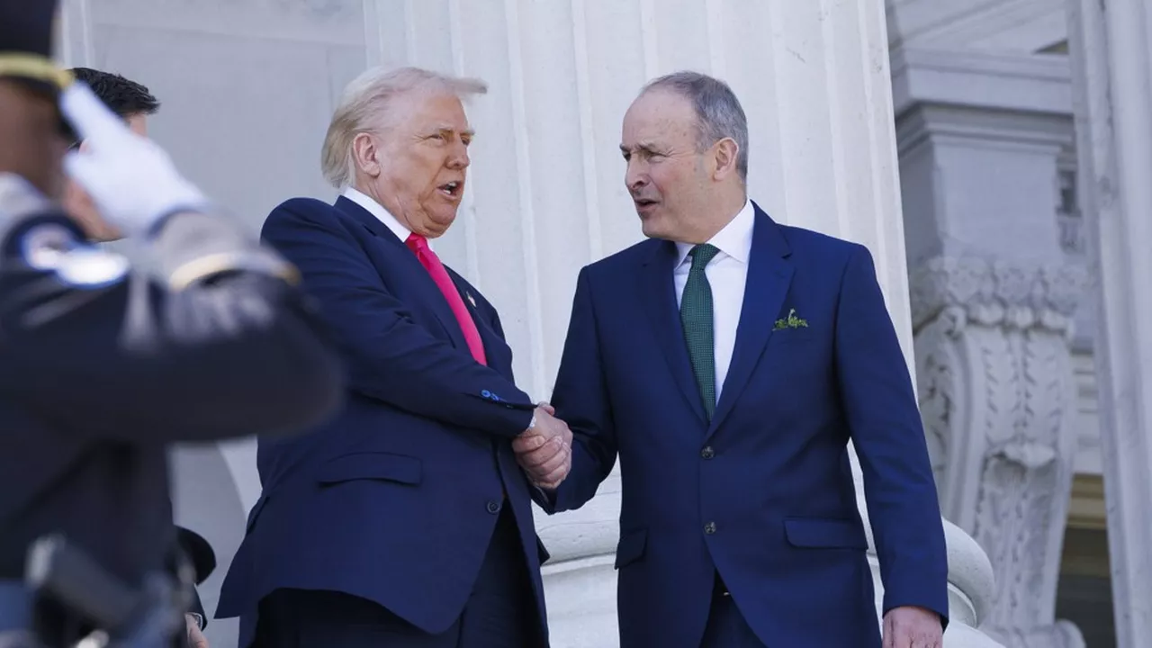 Donald Trump et Micheal Martin, le Premier ministre irlandais en mars dernier. (Cnp/Newscom/SIPA)