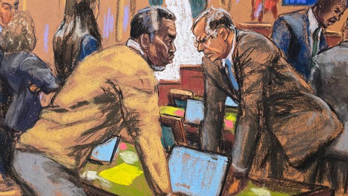 Sean «Diddy» Combs et son avocat Marc Agnifilo le 1er juillet. Jane Rosenberg / REUTERS