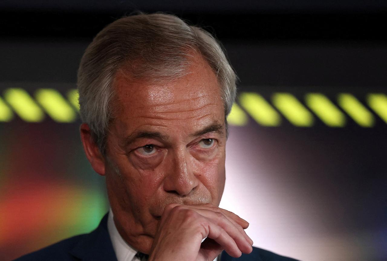 Nigel Farage lors d’une conférence de presse à Londres, le 4 août 2025. Photo Toby Melville/Reuters