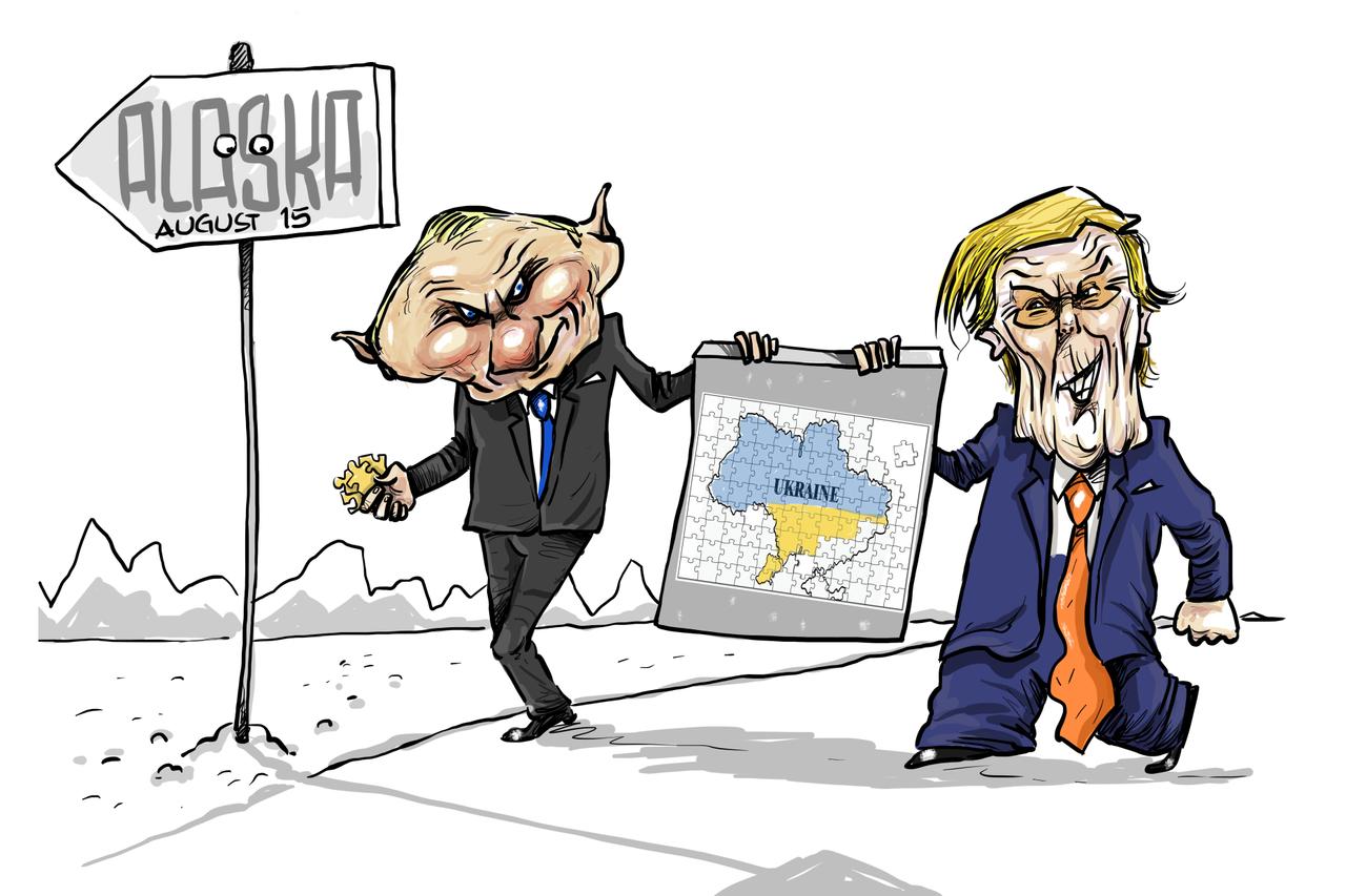 “ Alaska, 15 août - Vladimir Poutine et Donald Trump.”  Dessin de Ramón Díaz Yanes, Cuba + Cartoon Movement