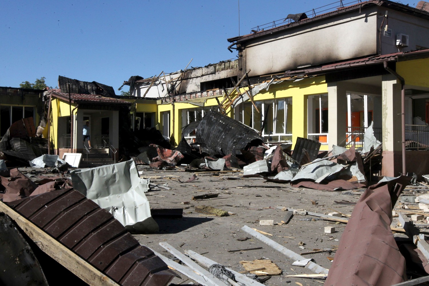 A school in Dnipropetrovsk region following a Russian attack on August 19. Cover Images/AP
