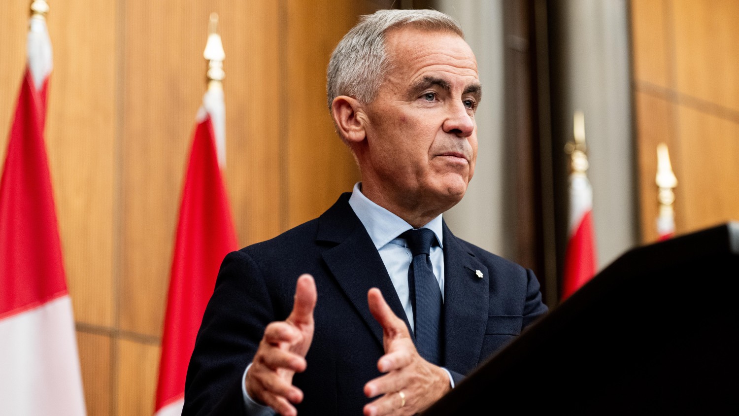Le Canada éliminera les contre-tarifs sur les produits américains conformes à l’ACEUM, a annoncé le premier ministre Mark Carney le 22 août 2025. PHOTO : LA PRESSE CANADIENNE / SPENCER COLBY