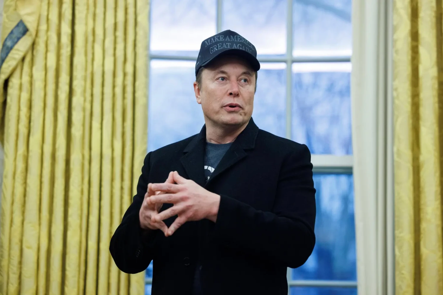 Elon Musk is pictured in the Oval Office of the White House in Washington, D.C, on Feb. 11, 2025.Aaron Schwartz—Getty Images