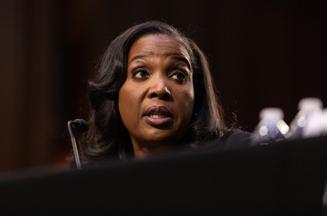 Lisa Cook, during a nomination hearing in 2023. (Anna Rose Layden/Bloomberg)