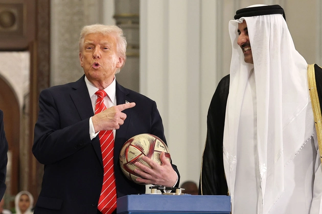 President Donald Trump, pictured here in a May 2025 state dinner in Qatar, has embraced soccer as a unexpected source of leverage in international relations. | Win McNamee/Getty Images