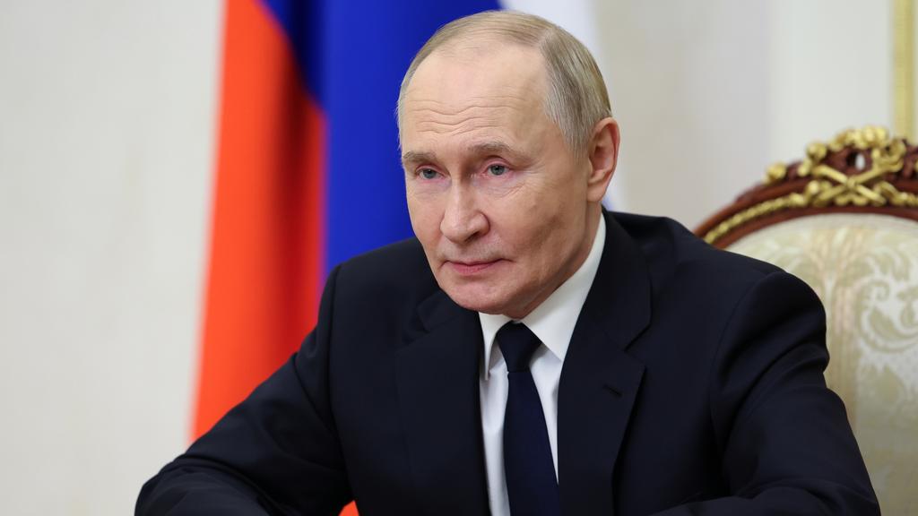 Russian President Vladimir Putin dismissed European concerns over drone incursions as ‘hysteria’ and tells Western leaders to ‘just calm down’ amid escalating hybrid warfare accusations. Picture: Alexander Kazakov, Sputnik, Kremlin Pool Photo via AP