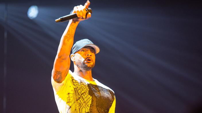 Booba en concert à Paris La Défense Arena en 2018. Berzane Nasser/ABACA