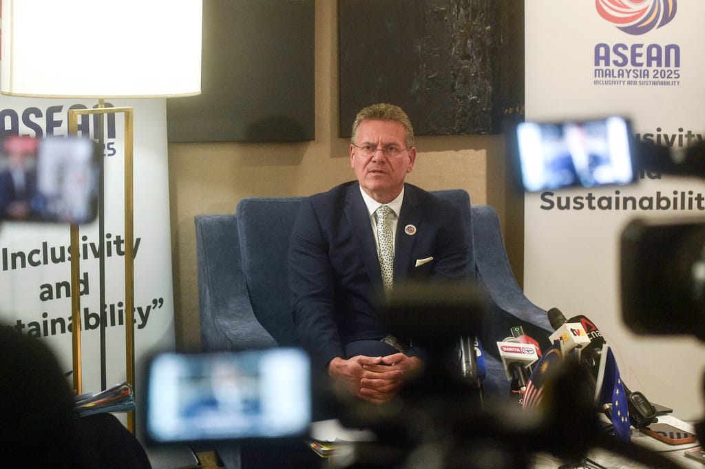 “This is seen as a critical concern,” Maroš Šefčovič said ahead of a meeting of EU trade ministers in Denmark. | Arif Kartono/AFP via Getty Images