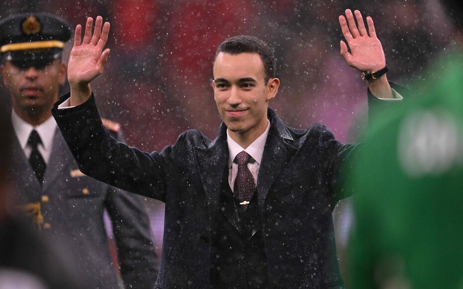 Le Prince Moulay El Hassan après la victoire du Maroc lors du match d'ouverture de la CAN. AFP/Sébastien Bozon