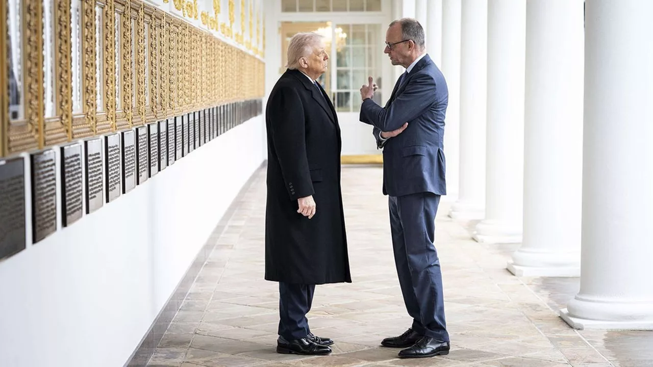 A la Maison-Blanche début mars, Friedrich Merz et Donald Trump discutent des enjeux de sécurité. Une rencontre où l'Allemagne a choisi la retenue face aux exigences américaines. (Photo Bergmann Guido/Bpa/Sipa)