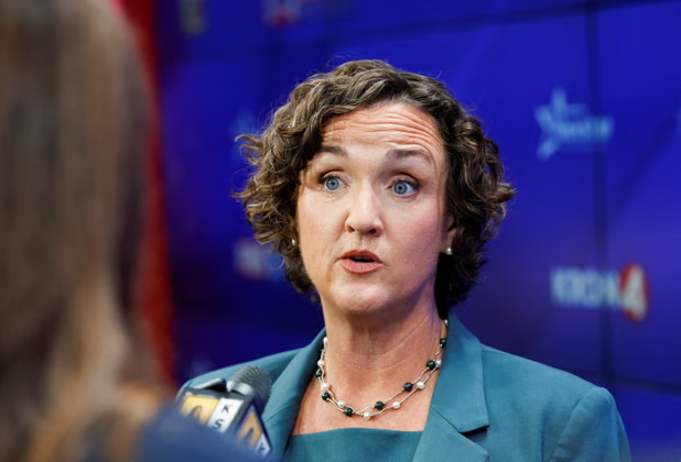 Katie Porter after the California gubernatorial debate in San Francisco. Photograph: Fred Greaves/Reuters