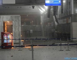 A view of the entrance of the Ataturk international airport after two suicide bombers opened fire before blowing themselves up at the entrance, in Istanbul, Turkey June 28, 2016.