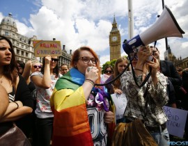 Pro-European campaigners protest in London.