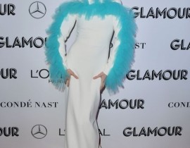 Coco Rocha went for a bold, feathered gown.