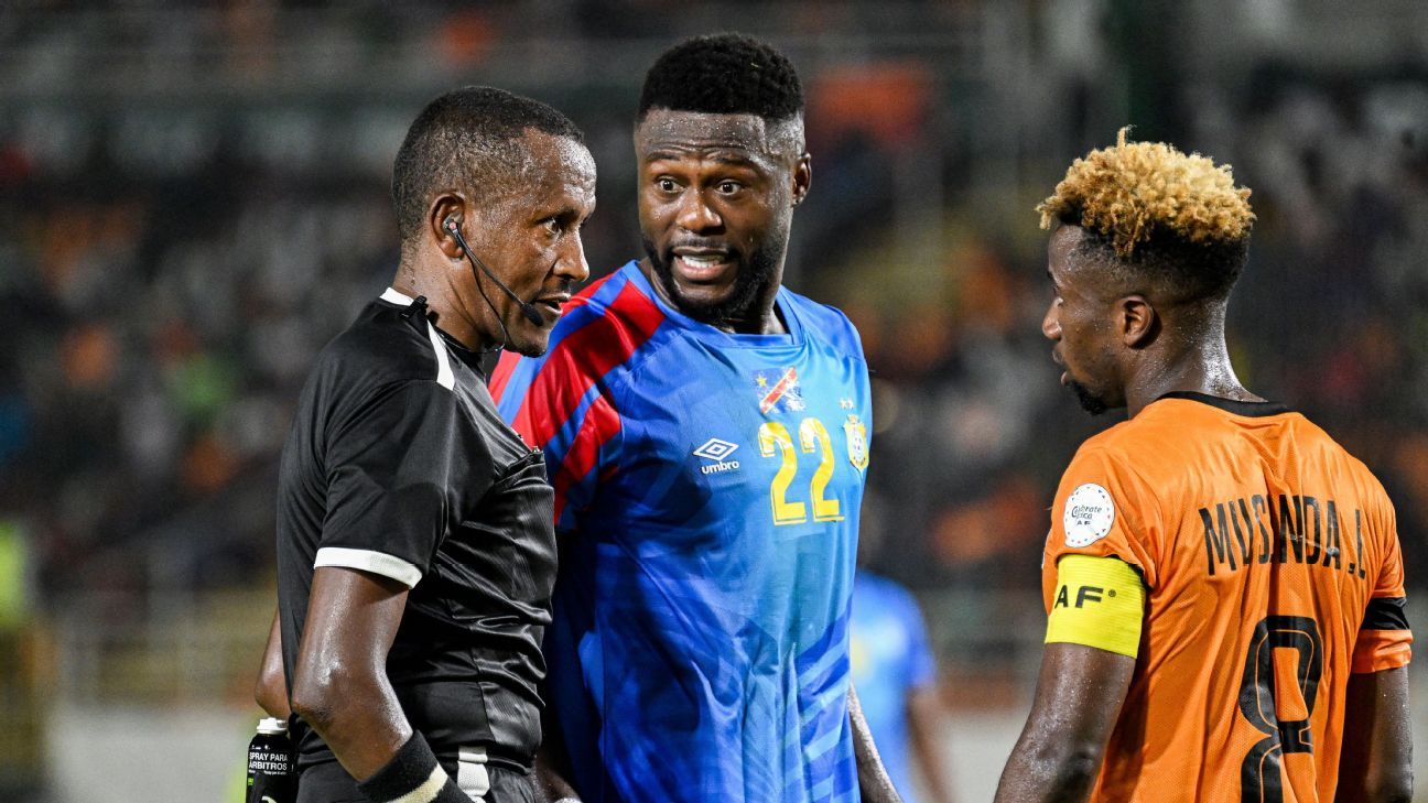 Ethiopian referee Bamlak Tessema's blushes were spared by VAR when his decision to give DR Congo a penalty was overturned. SIA KAMBOU/AFP via Getty Images